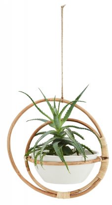 závěsný květináč s bambusovým rámem