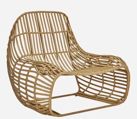 subtilní designové křeslo do exteriéru na kovové kostře s plastovým výpletem